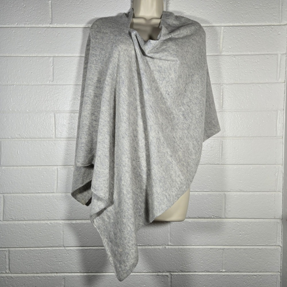Claudia‎ Nicole Cashmere Poncho Wrap One Size Gray Heathered Cape Classic Spring